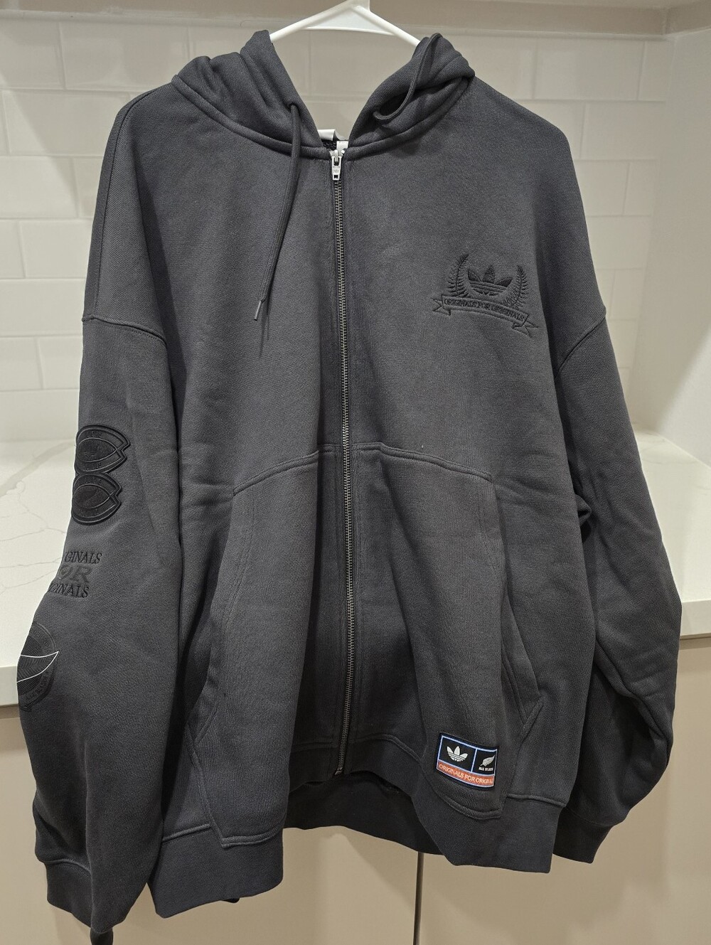 Rare Adidas Originals For Originals Men's Full Zip Hoodie Size L KG4641 Carbon